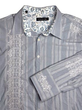 Y2K International Laundry Fitted Embroidered Flip-Cuff Button Up Shirt 3XL